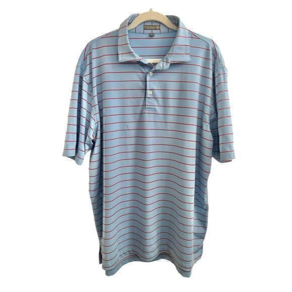 Peter Millar Summer Comfort Shirt Mens Extra Large Golf Polo Blue Red Business